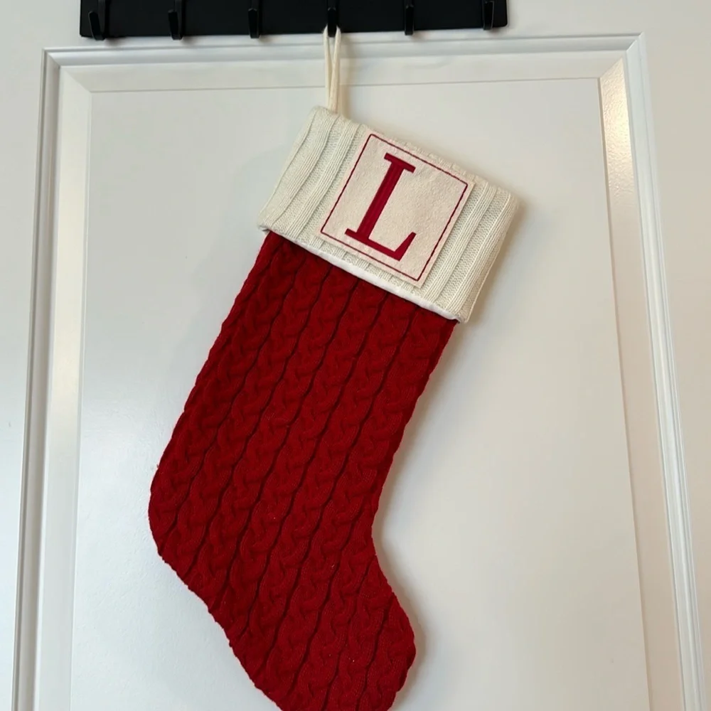 Kohls Initial Letter L Cable Knit Christmas Stocking Red Monigram L